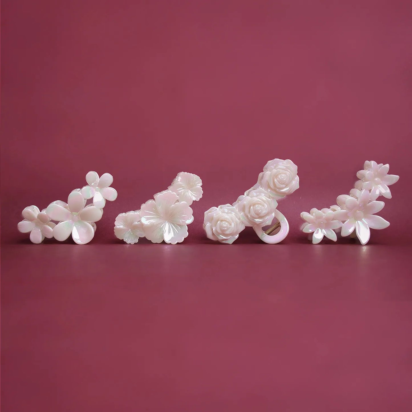 Large Korean Grade Nacre Finish Hair Clutcher – Floral Hair Claw Clip, Combo Deal