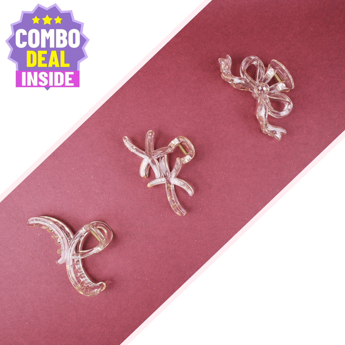 Large Clear Hair Claw Clip – Korean Grade Non-Slip Clutcher, Combo Deal
