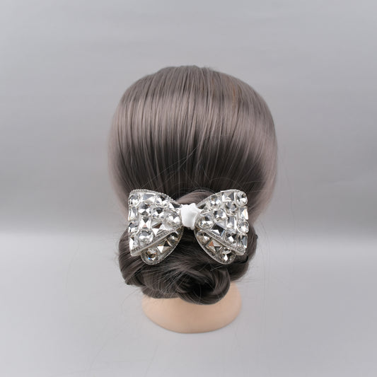 Embellished Square-Stone Hair Bow Clip – Designed for Elegant Styling