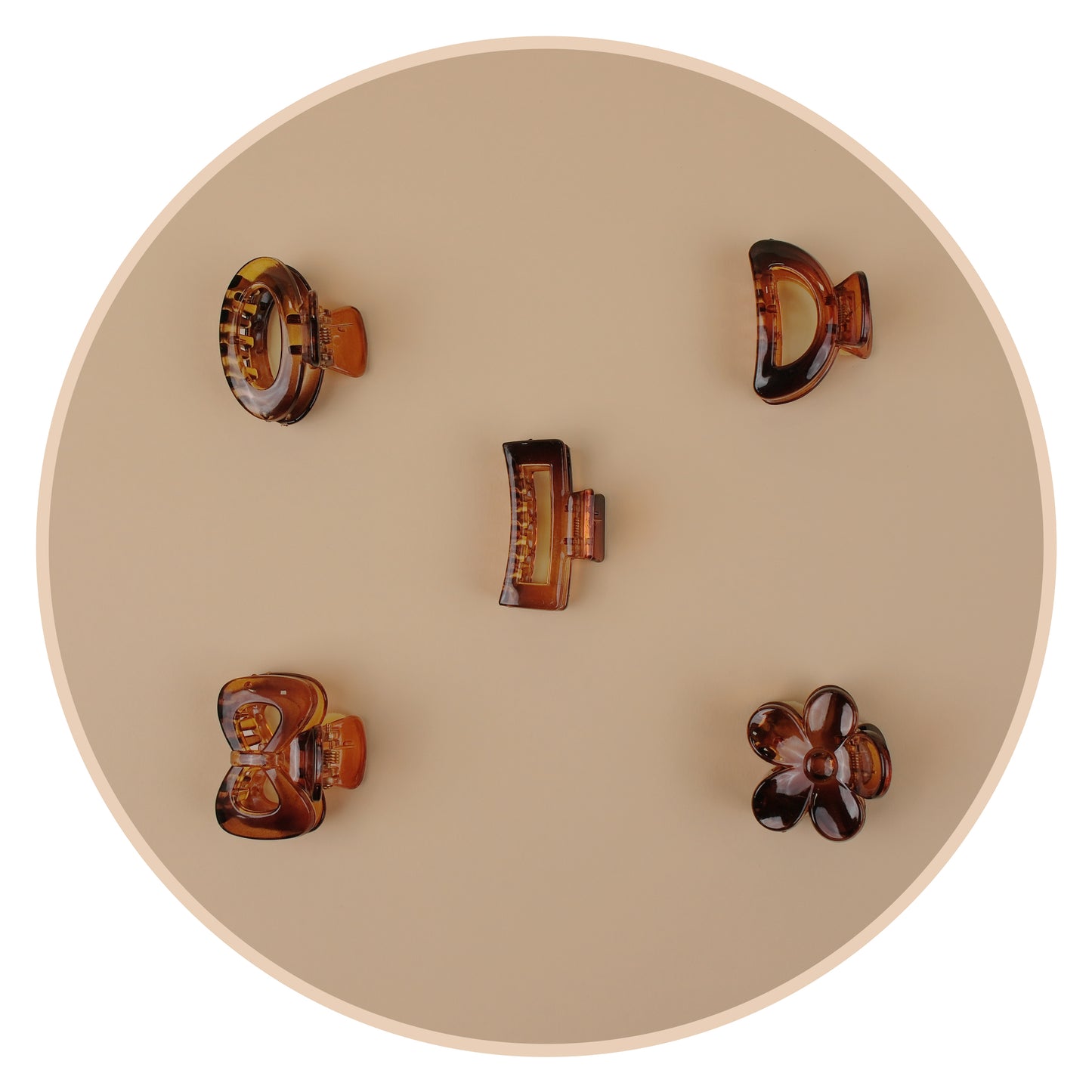 Small Amber Brown Hair Claw Clip – Shell Finish, Combo Pack of 5