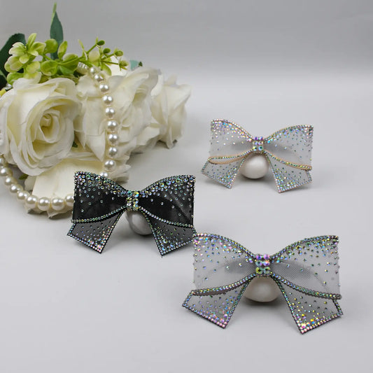 Rhinestone-Embellished Hair Bow Clip – Sparkly Party Hair Accessory