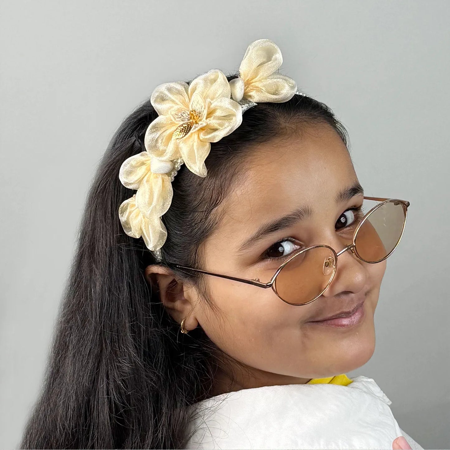 Handmade Fascinator Hairband – Pearl Base with Floral Embellishments