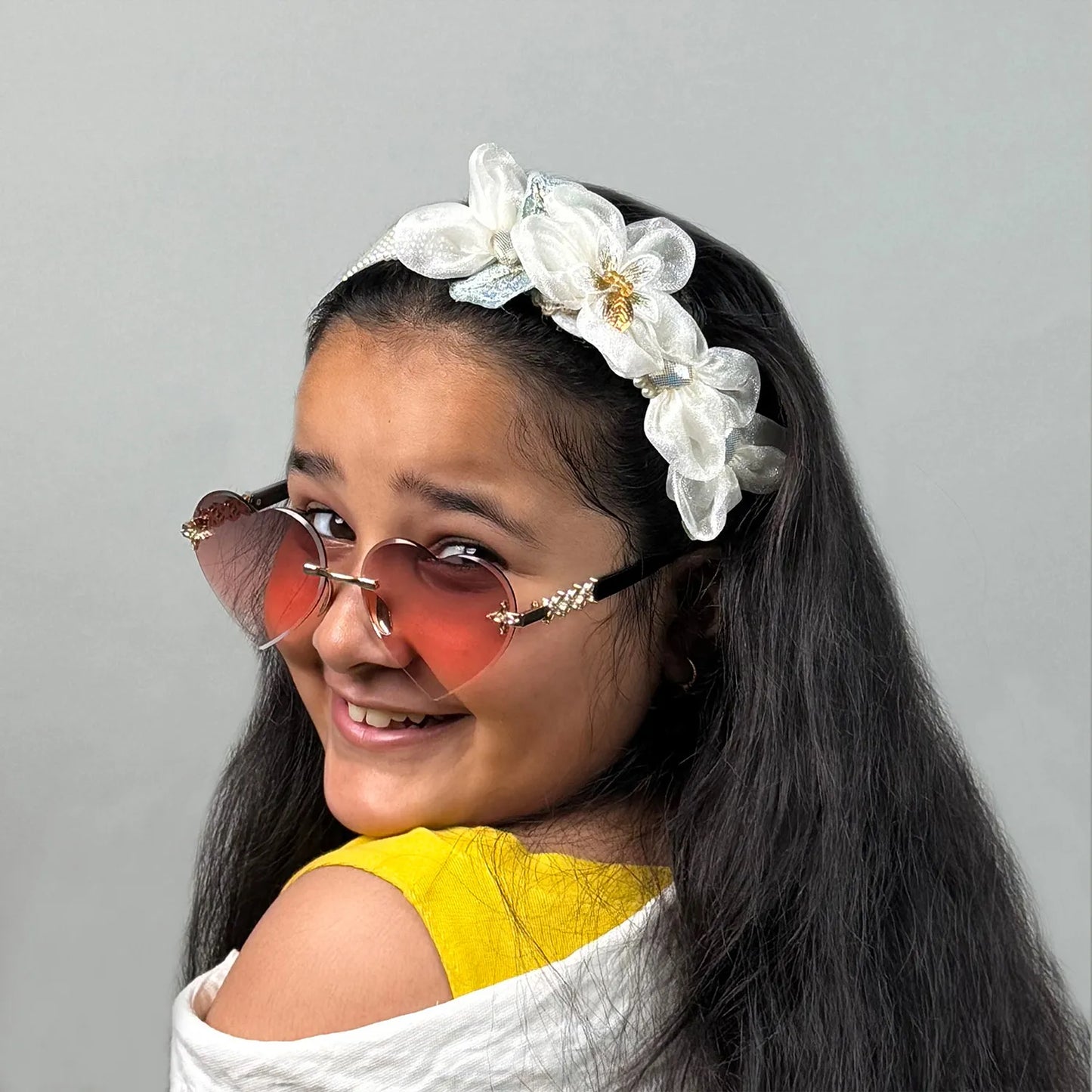 Handmade Fascinator Hairband – Pearl Base with Floral Embellishments
