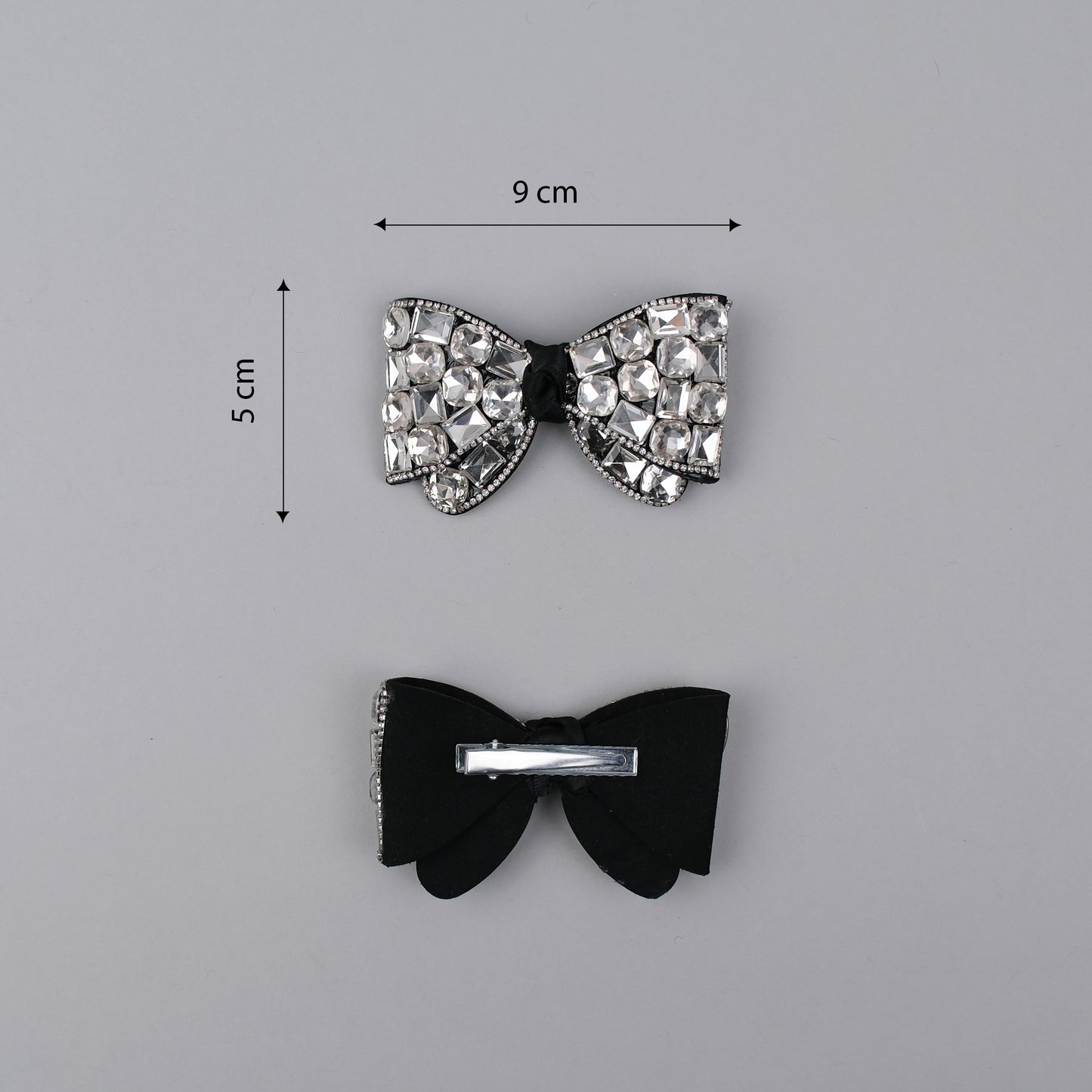 Embellished Square-Stone Hair Bow Clip – Designed for Elegant Styling