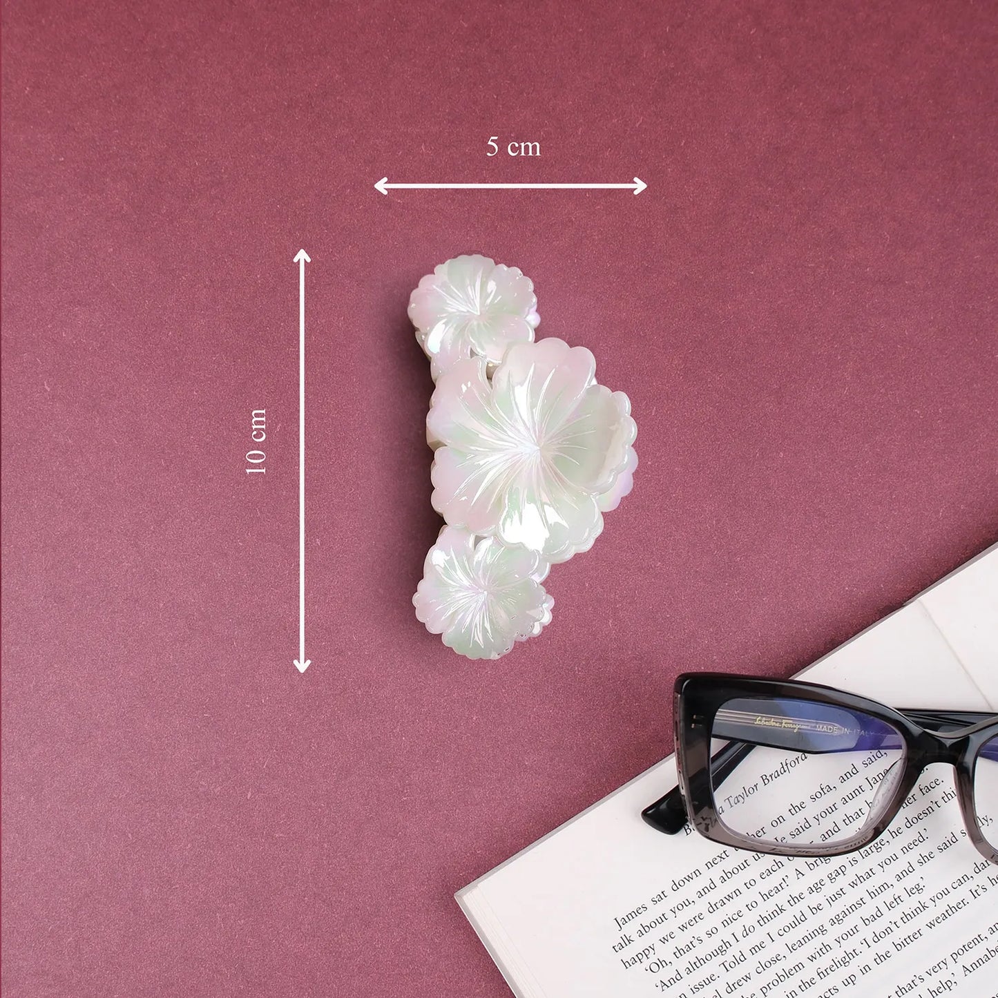Large Korean Grade Nacre Finish Hair Clutcher – Floral Hair Claw Clip, Combo Deal