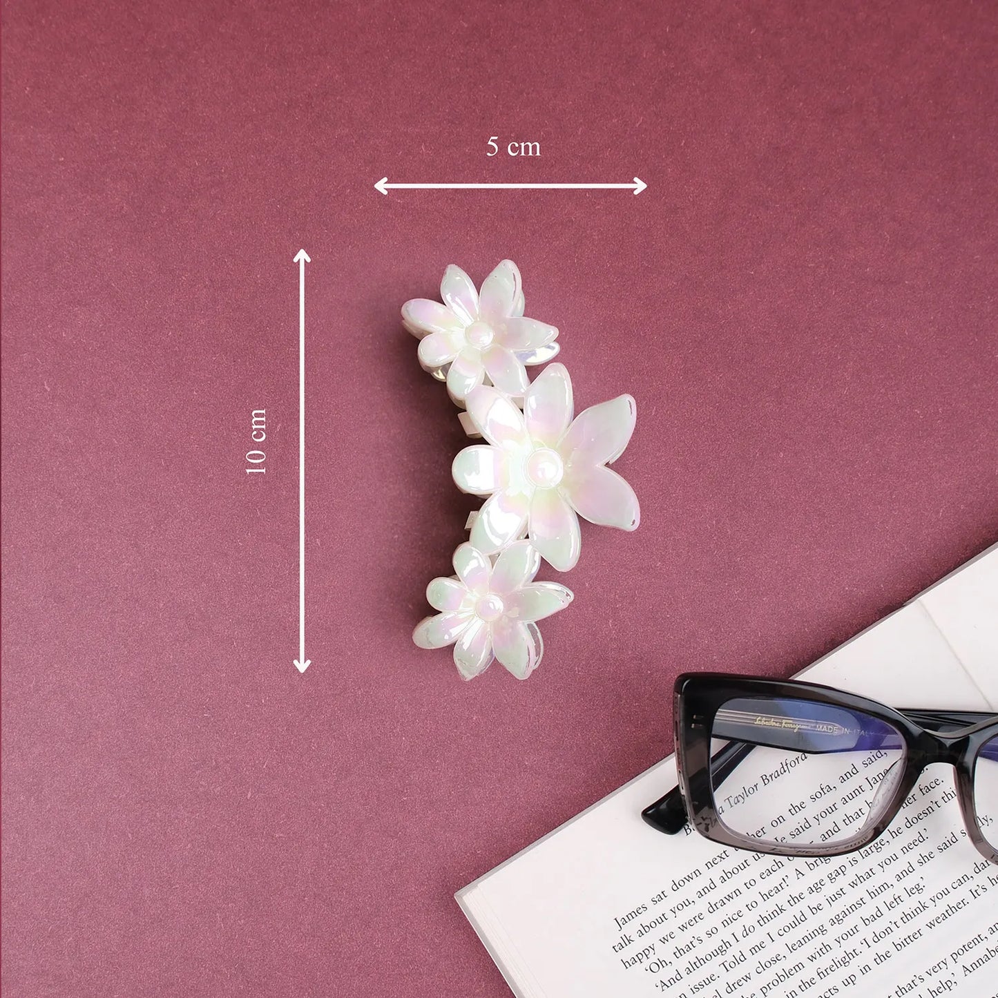 Large Korean Grade Nacre Finish Hair Clutcher – Floral Hair Claw Clip, Combo Deal