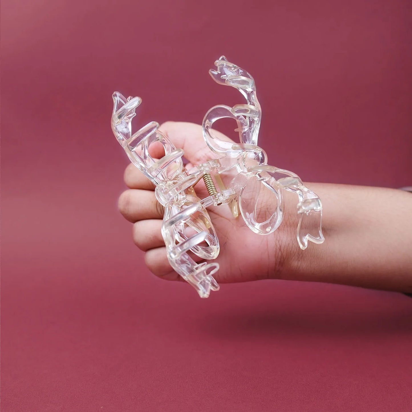 Large Clear Hair Claw Clip – Korean Grade Non-Slip Clutcher, Combo Pack of 3
