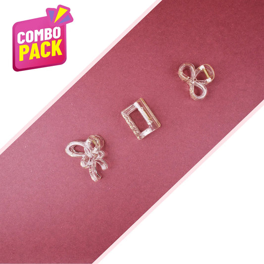 Small Clear Hair Claw Clip – Korean Grade Non-Slip Clutcher, Combo Pack of 3 - 3