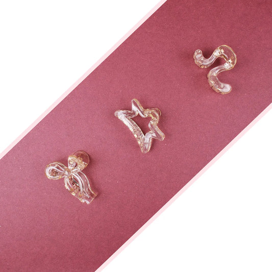 Small Clear Hair Claw Clip – Korean Grade Non-Slip Clutcher, Combo Pack of 3 - 1