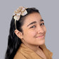 Handmade Embellished Flower Hairband – Golden Rhinestone Finish