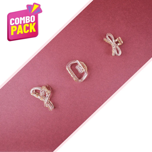 Small Clear Hair Claw Clip – Korean Grade Non-Slip Clutcher, Combo Pack of 3 - 2