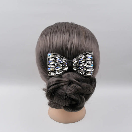 Embellished Leaf-Cut Hair Bow Clip – Elegant Party Accessory