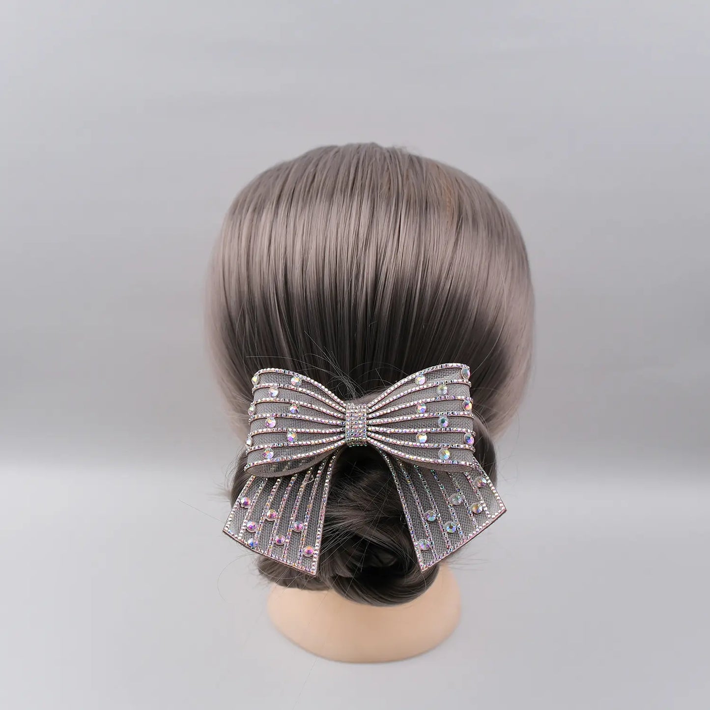 Embellished Small Hair Bow – Rhinestone Stiff Tissue Net Clip