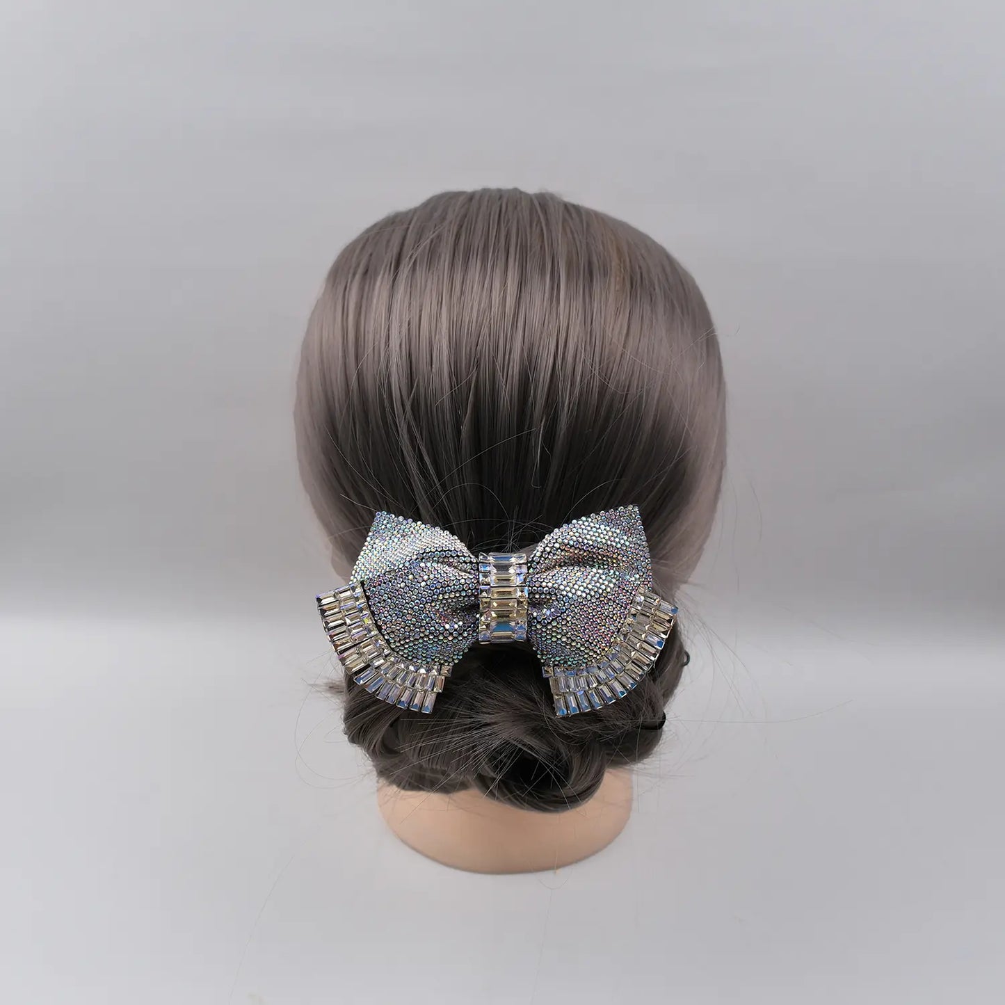 Crystal-Embellished Hair Bow Clip – Elegant Festive Accessory