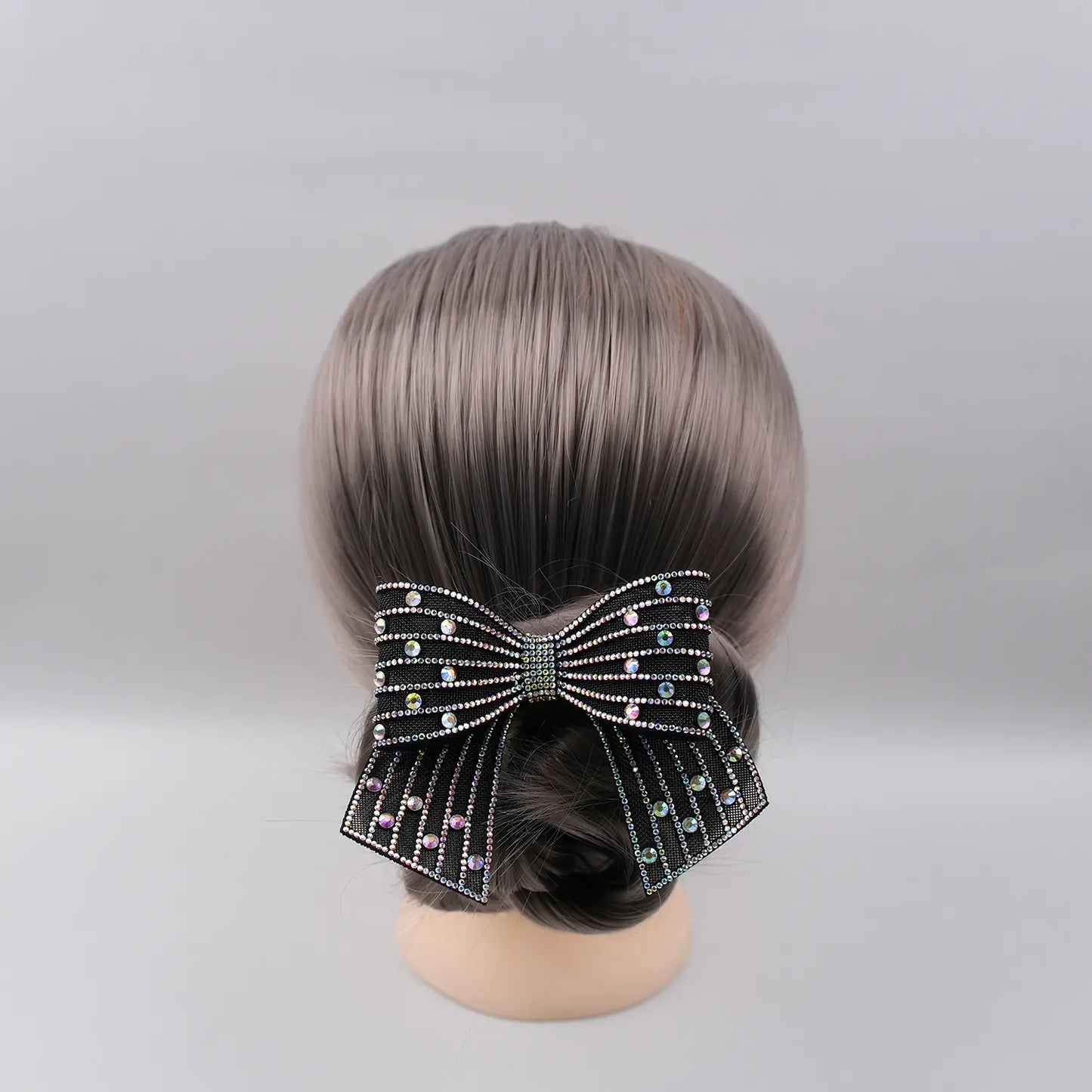 Embellished Small Hair Bow – Rhinestone Stiff Tissue Net Clip