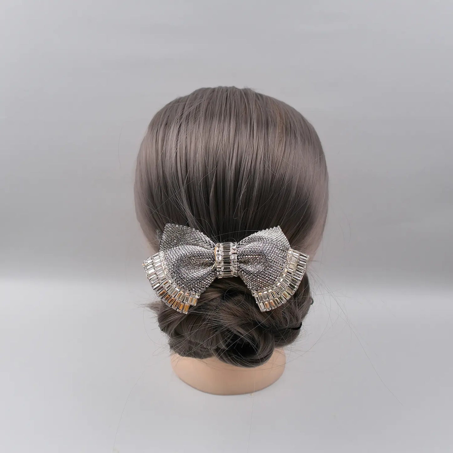Crystal-Embellished Hair Bow Clip – Elegant Festive Accessory