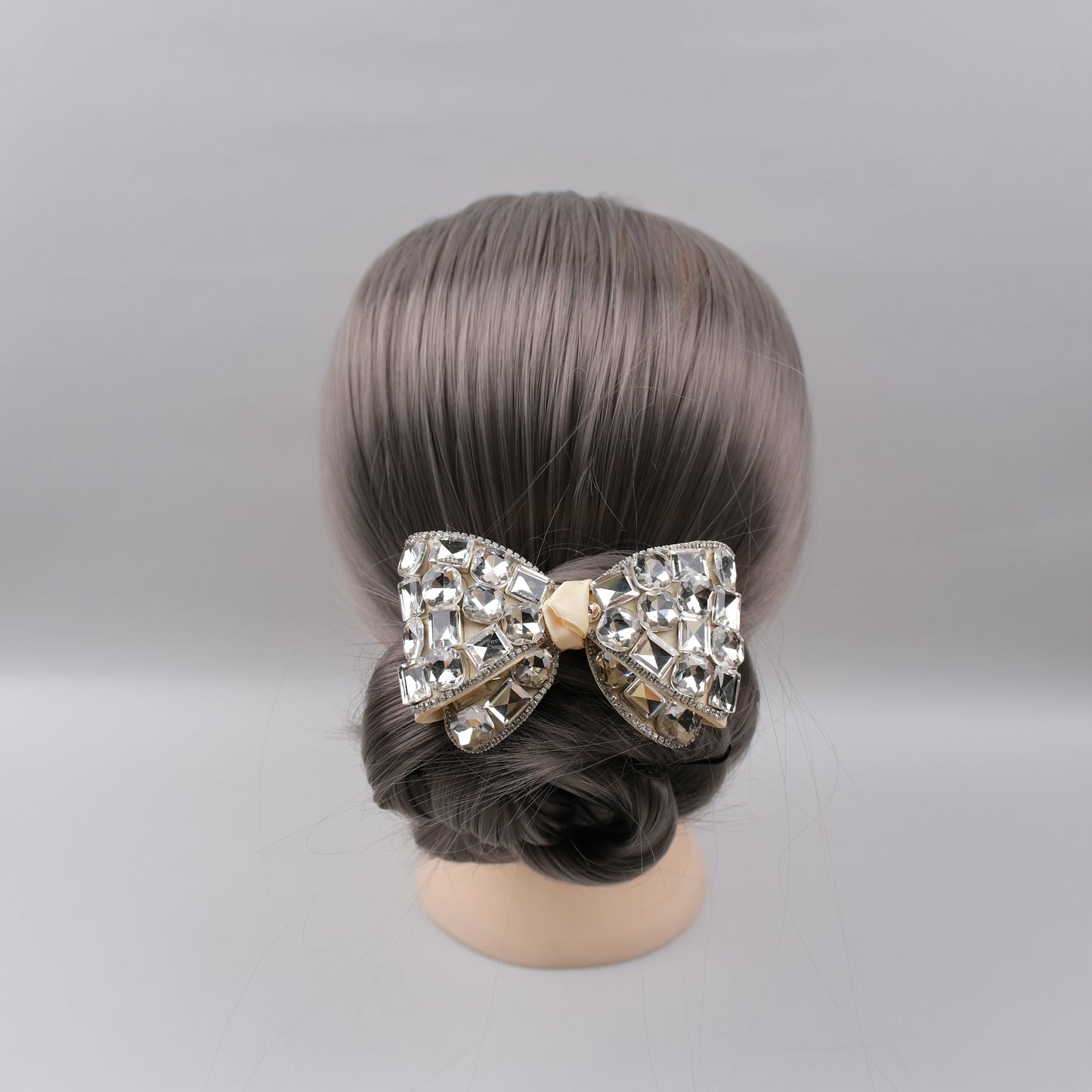 Embellished Square-Stone Hair Bow Clip – Designed for Elegant Styling