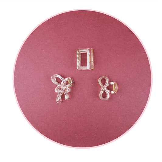 Small Clear Hair Claw Clip – Korean Grade Non-Slip Clutcher, Combo Pack of 3 - 3