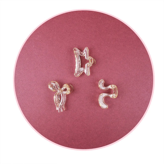 Small Clear Hair Claw Clip – Korean Grade Non-Slip Clutcher, Combo Pack of 3 - 1