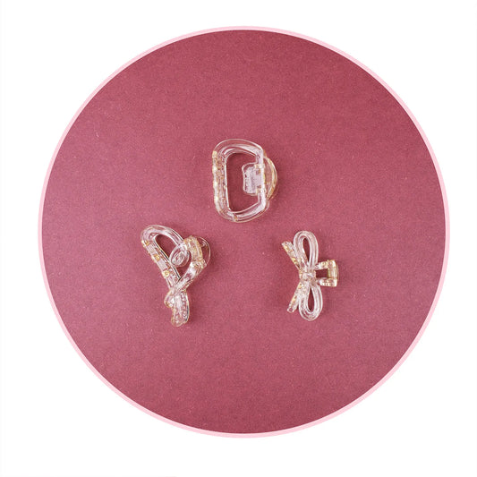 Small Clear Hair Claw Clip – Korean Grade Non-Slip Clutcher, Combo Pack of 3 - 2