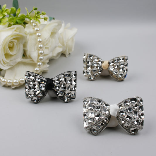 Embellished Square-Stone Hair Bow Clip – Designed for Elegant Styling