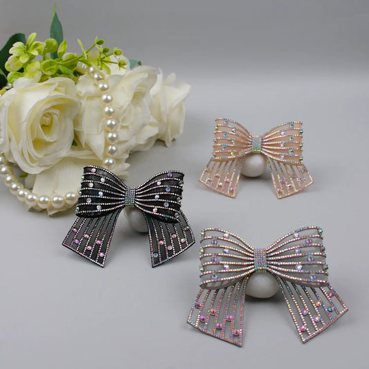 Embellished Small Hair Bow – Rhinestone Stiff Tissue Net Clip
