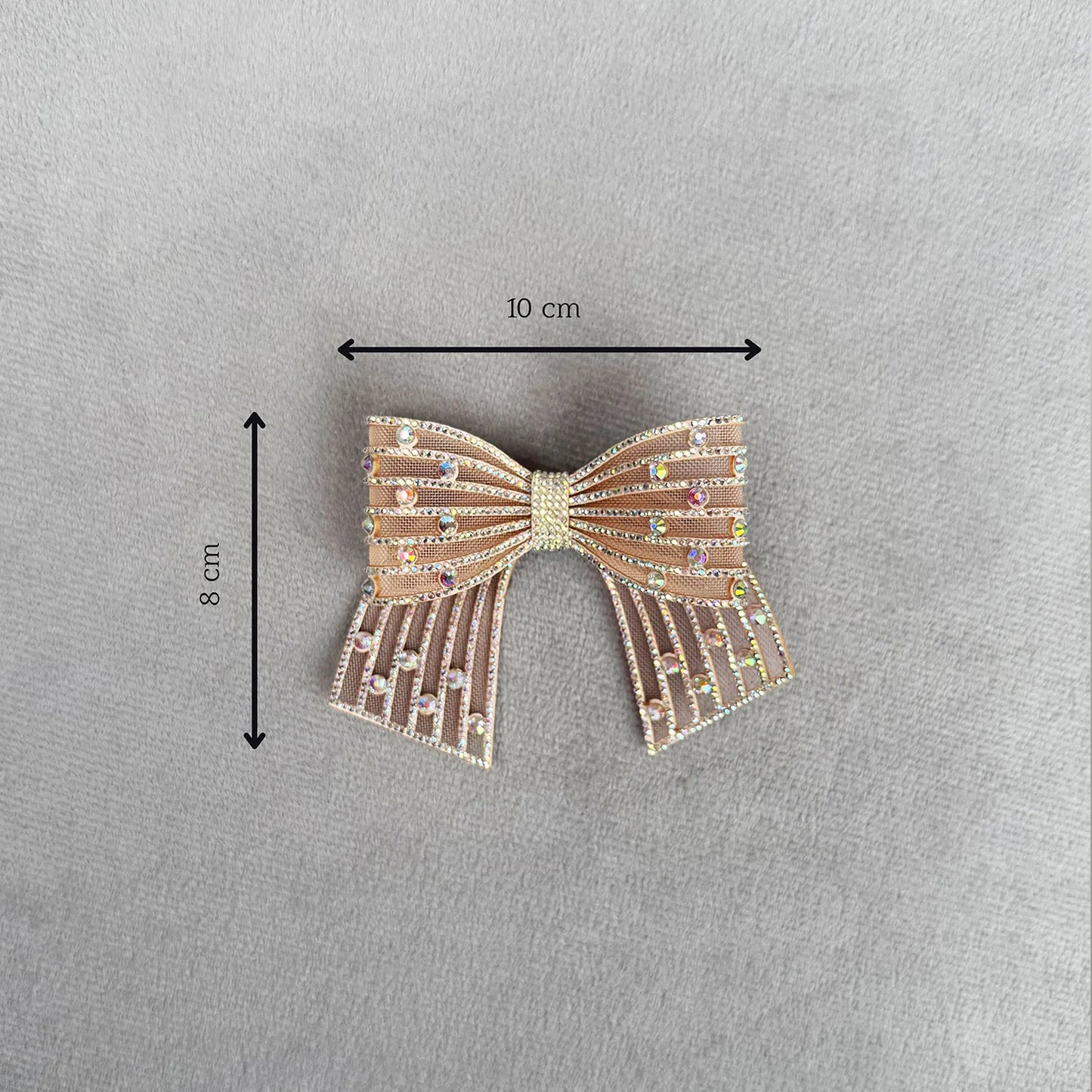 Handmade Embellished Small Hair Bow – Rhinestone Stiff Tissue Net Clip