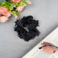 Designer Organza Scrunchie with Beads & Floral Accents – Medium Hair Tie