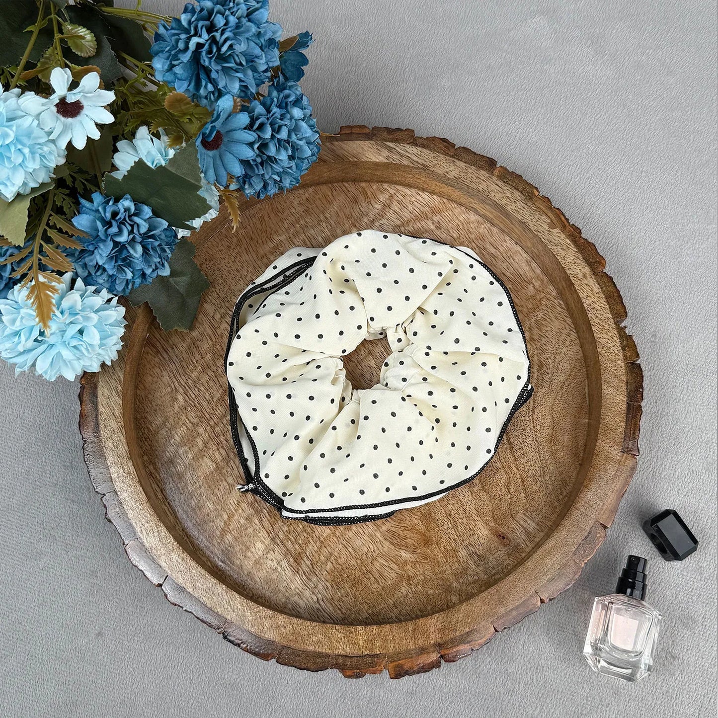 Double Layered Polka Scrunchie – Satin Ruffle Hair Tie