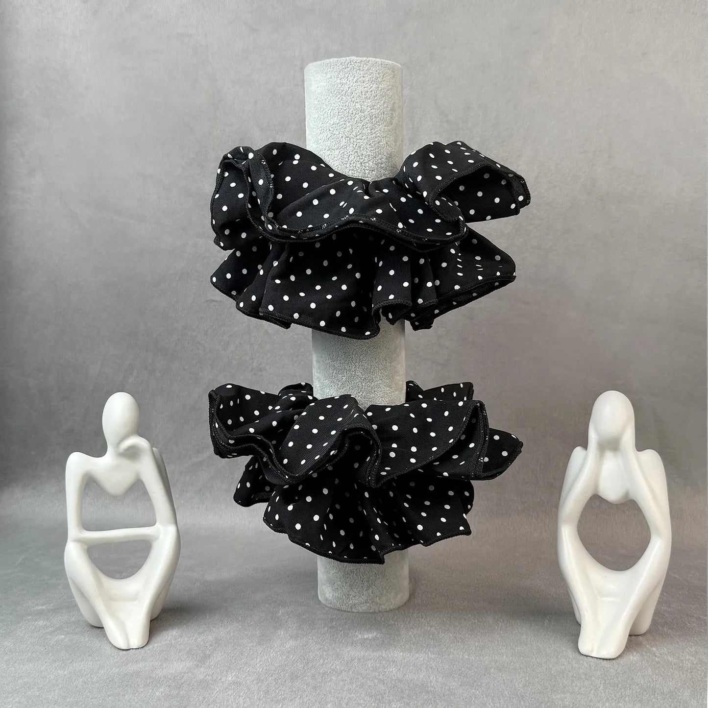 Double Layered Polka Scrunchie – Satin Ruffle Hair Tie