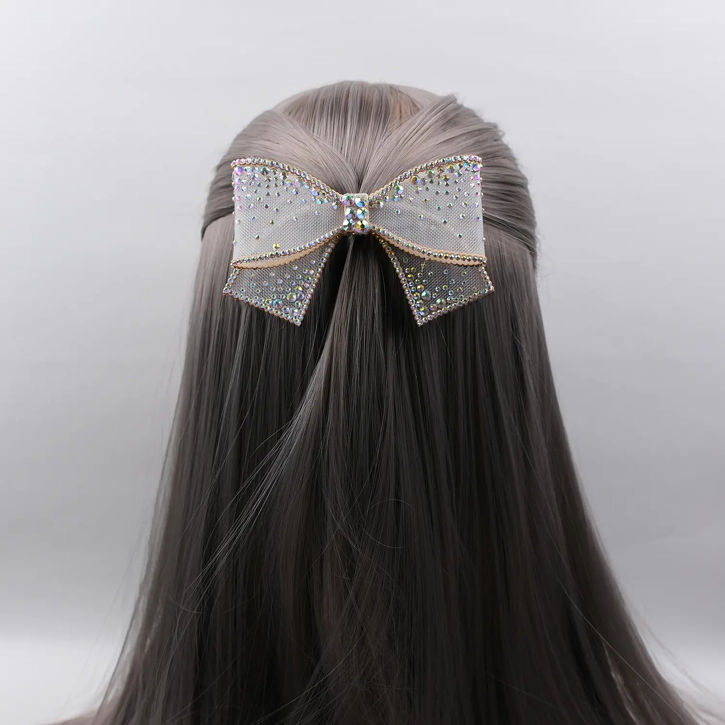 Rhinestone-Embellished Hair Bow Clip – Sparkly Party Hair Accessory
