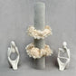 Organza Scrunchie with Pearls & Beads – Medium Embellished Ruffle Hair Tie