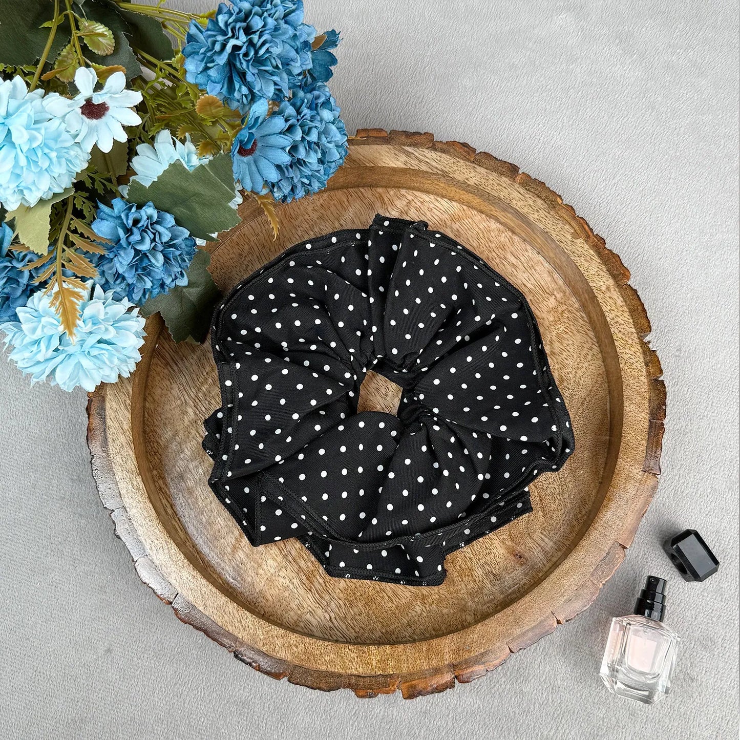 Double Layered Polka Scrunchie – Satin Ruffle Hair Tie