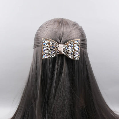 Embellished Leaf-Cut Hair Bow Clip – Elegant Party Accessory