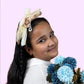 Handmade Dual-Tone Rose Fascinator Hairband with Pearl & Net Detailing