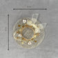 golden fascinator hair clip with measurements